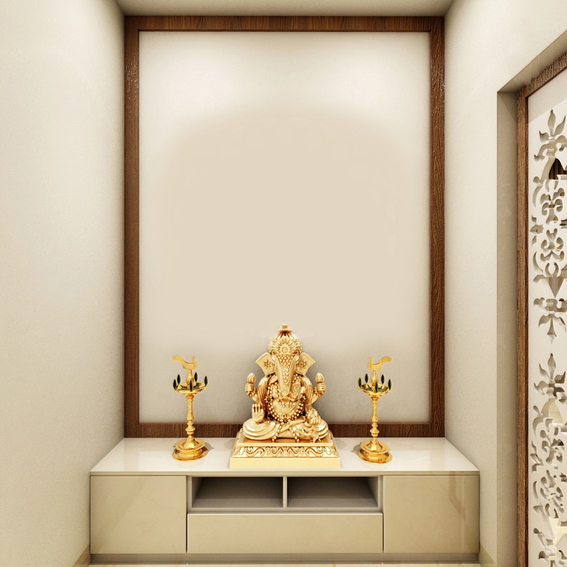 Indian Prayer Cabinet with Feature Wall and Shelf - 3