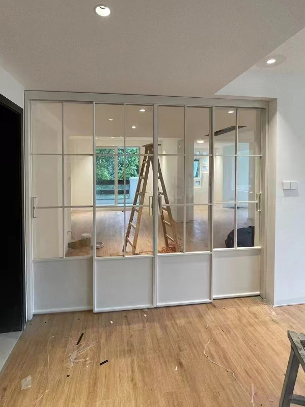 Sliding Glass Door with Gold Frame