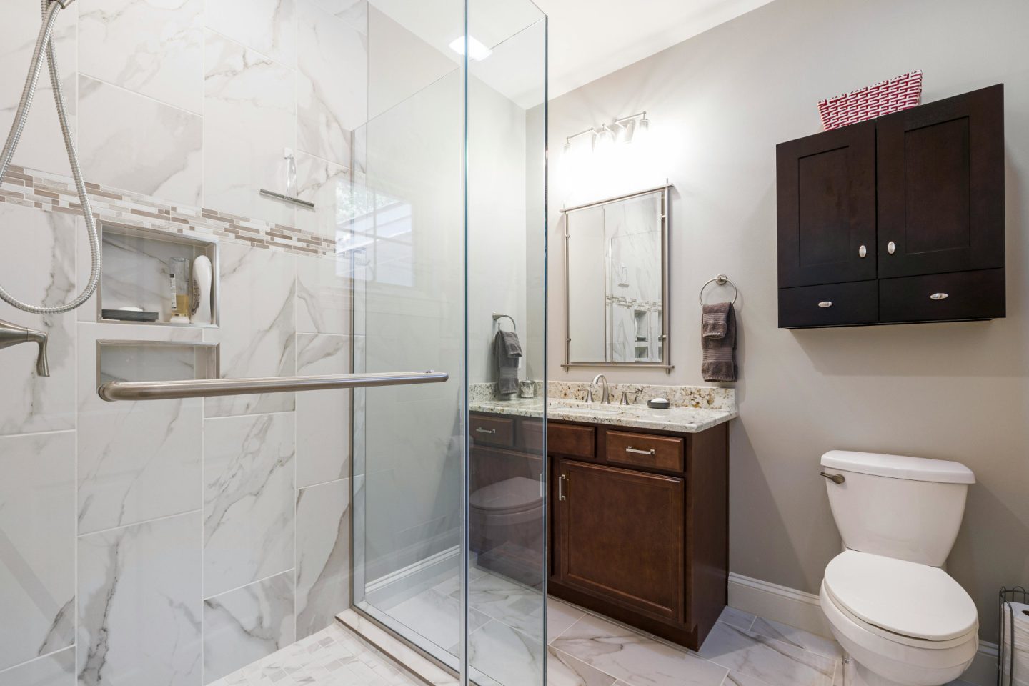bathroom with spacious glass shower cabin